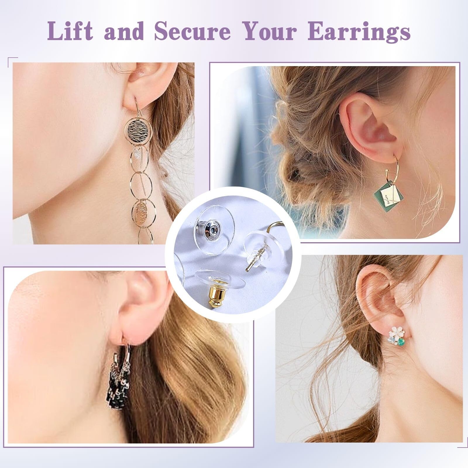 120Pcs Earring Backs Clutch Ear Locking w/ Pad for Studs Fishhook Heavy Earrings