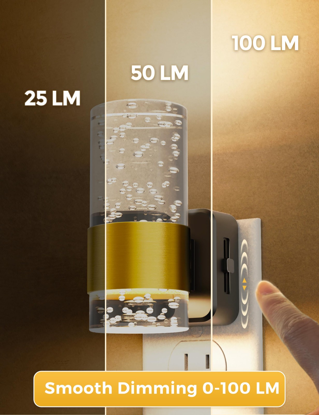 2 Pack Dimmable Night Light Dusk to Dawn Sensor Adjustable Color