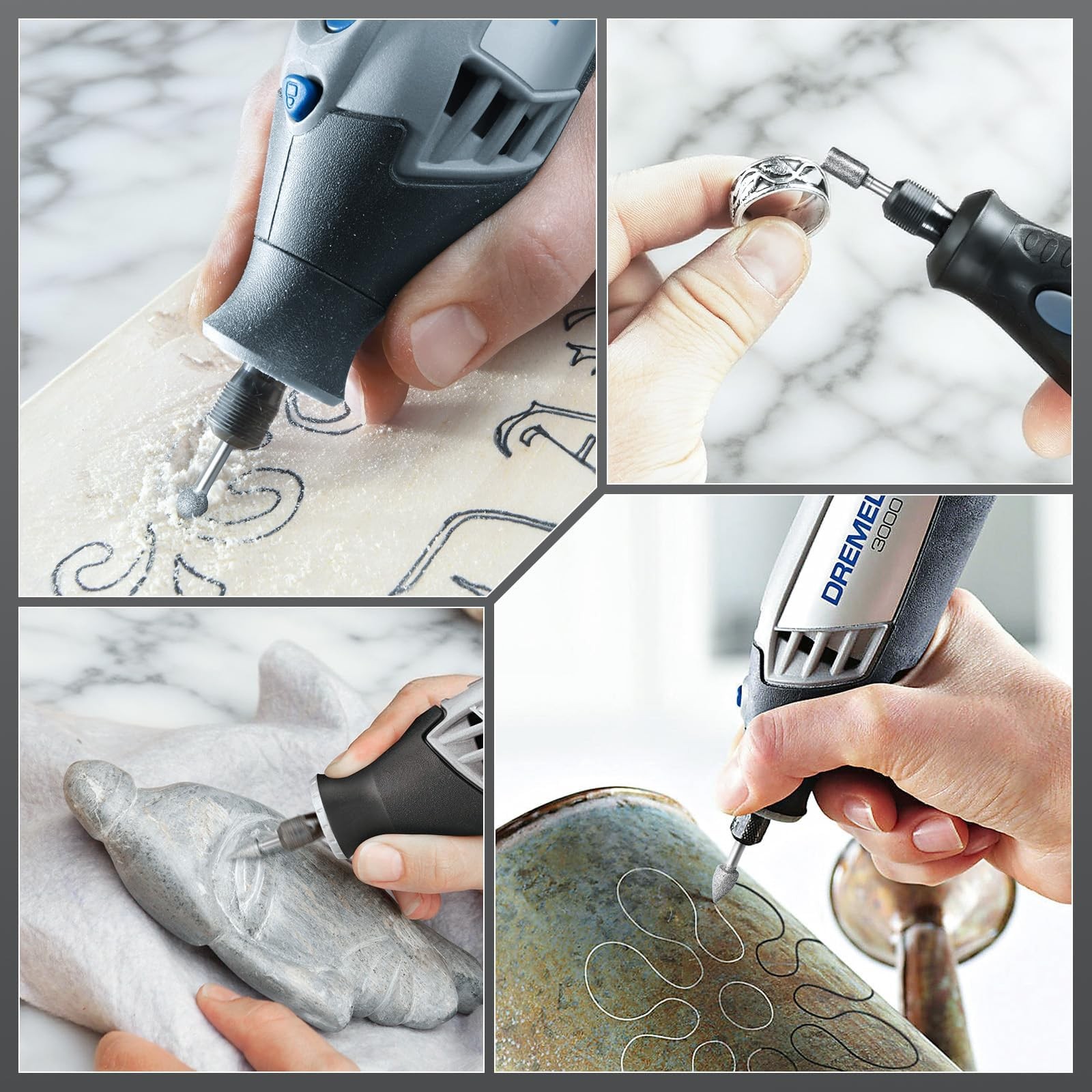 20 Pcs Diamond Grinding Bit Set Diamond Burr Bits for Dremel Rotary Tool