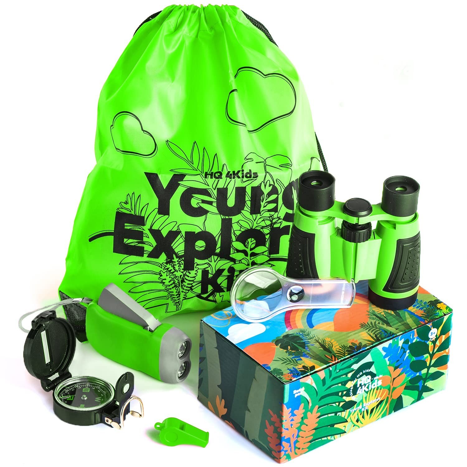 Outdoor Adventure Kit for Kids: Binoculars, Compass, Magnifying Glass & Flash...