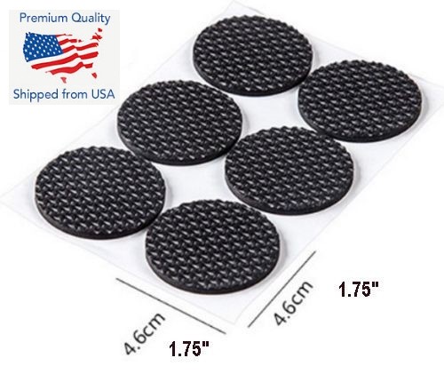 12PCS Round 1" 3/4 Self Adhesive Furniture Leg Foam Pads TPR Rubber Mat Black