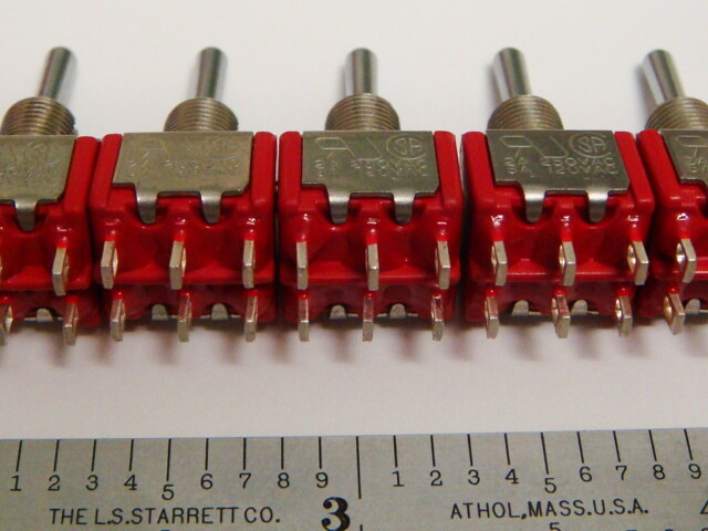 LOT of 5 C&K U27SYZQE DPDT 3-POS [ON-OFF-mom] Toggle Switches - New and Unused