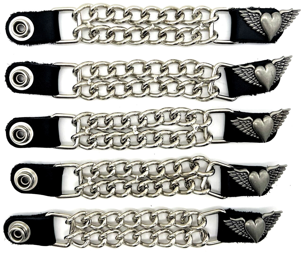 5 HEART & WINGS LADIES DOUBLE CHAIN MOTORCYCLE VEST EXTENDERS MADE IN USA