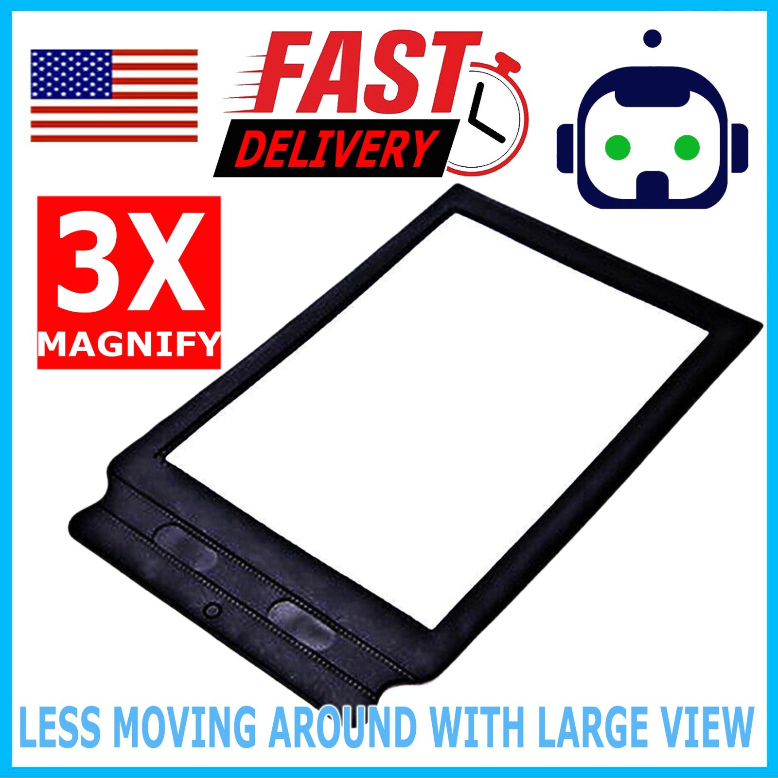 A4 Full Page 3x Magnifier Sheet Book Reading Aid Lens Large Magnifying Glass