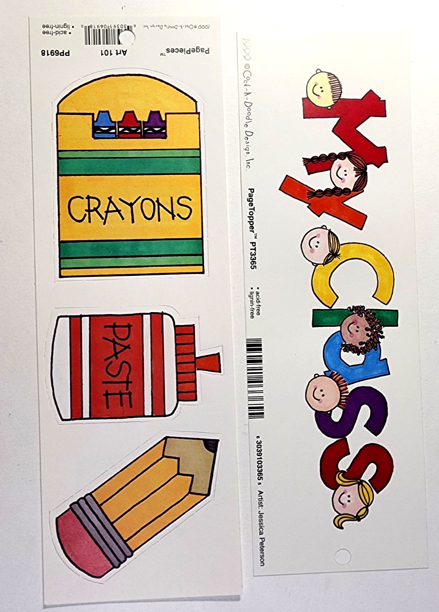 My Class Crayons Paste Pencil Kindergarten Lot of 2 Cock A Doodle Design Die Cut
