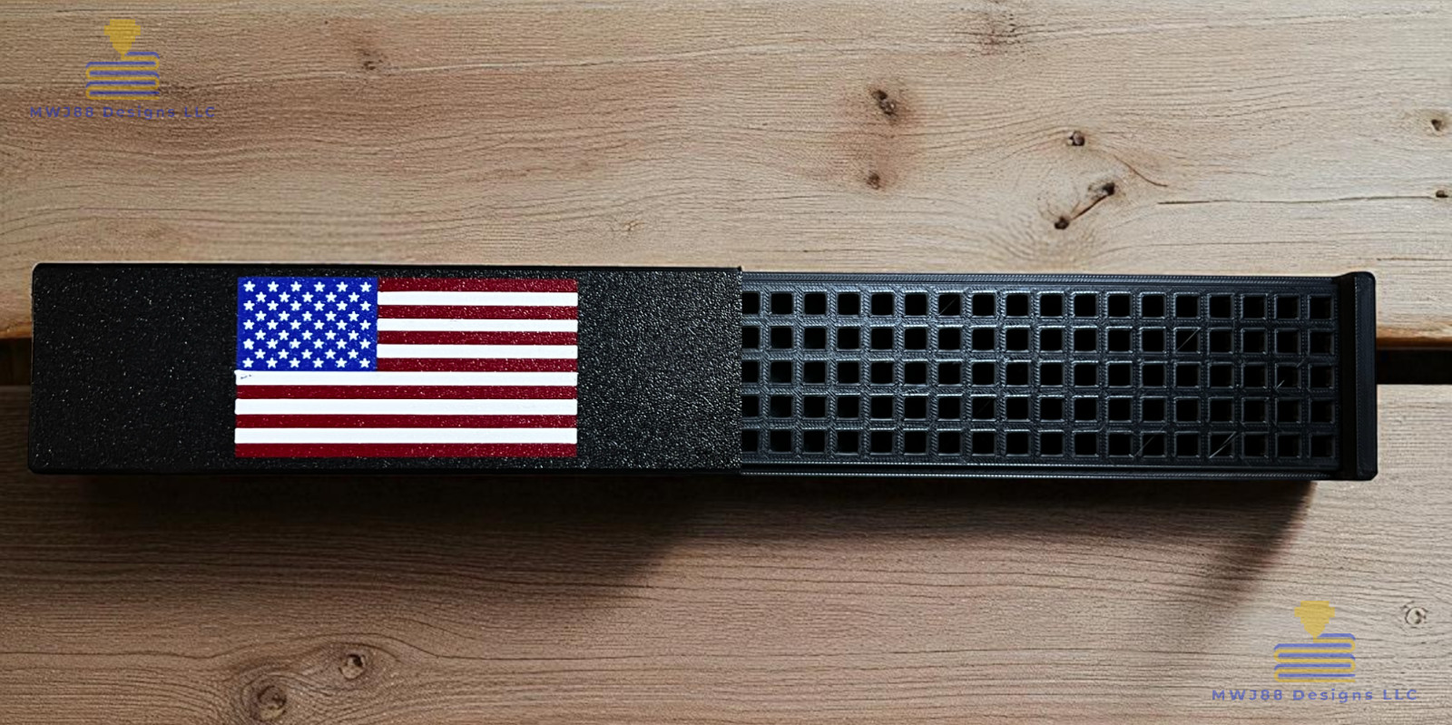 American Flag Full Color Logo Sliding Ammo Storage Box Case - Shotgun Calibers
