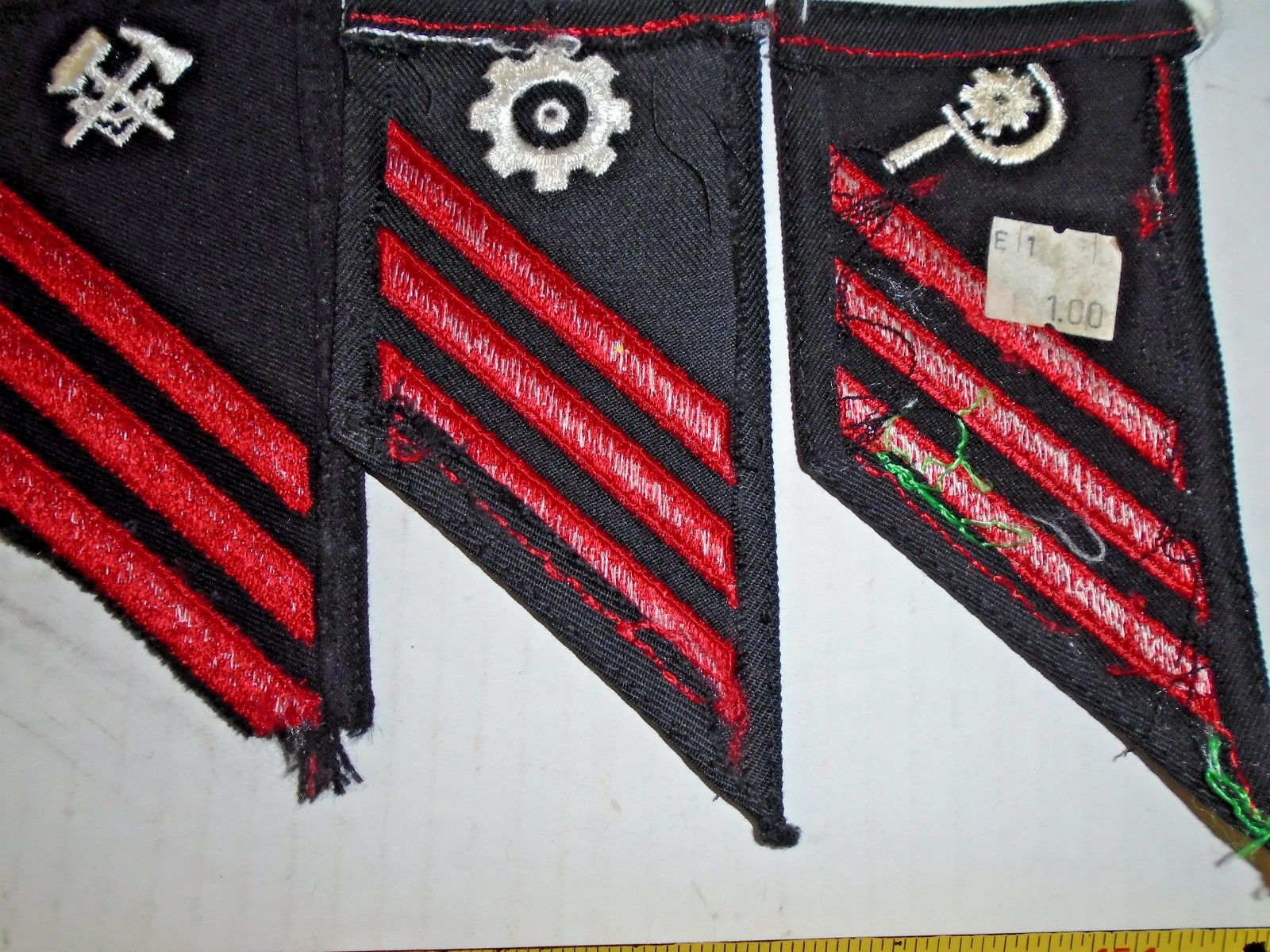 Lot of 10 Vintage US Navy Fireman Sleeve Stripes Patches E-3 Engineering Red