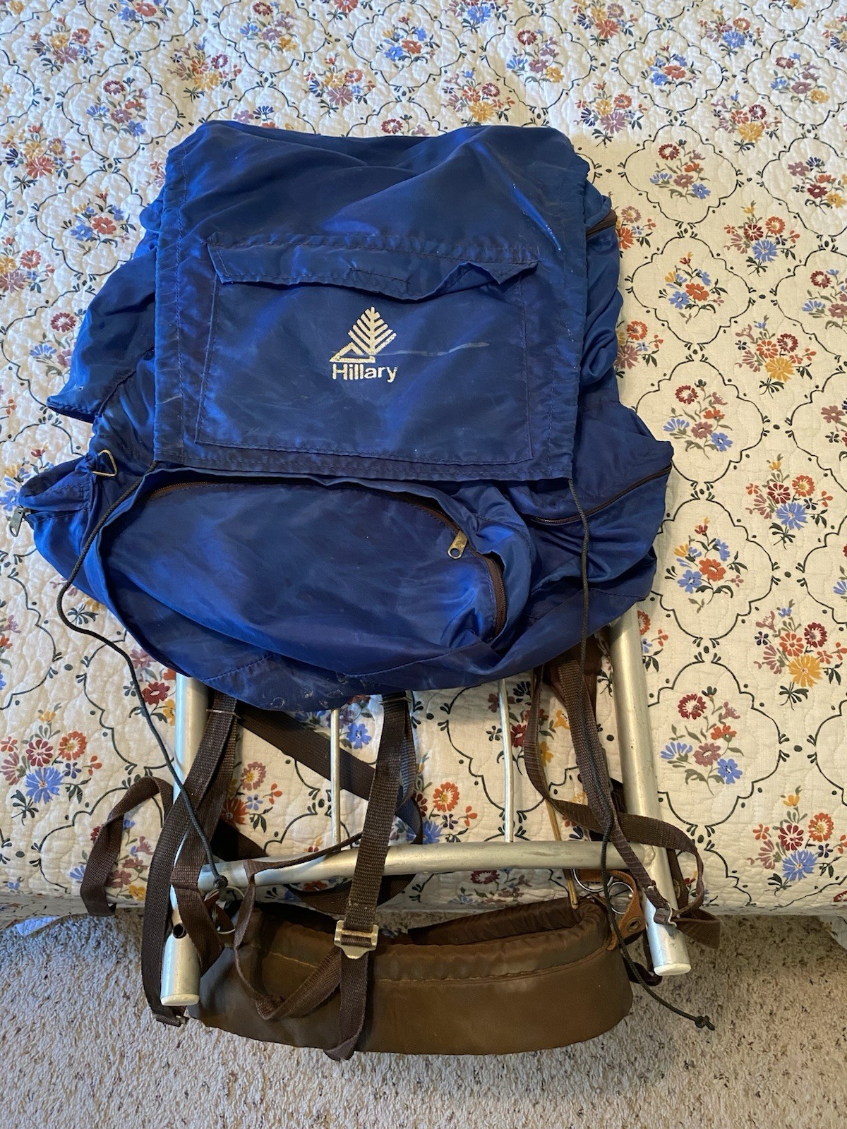 Hillary Fieldgear 1970s Vintage Hiking Backpack , Blue.