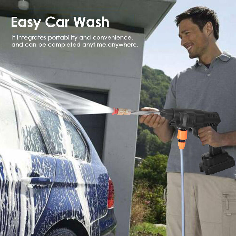 Portable Cordless Electric High Pressure Water Spray Gun Car Washer Cleaner Tool