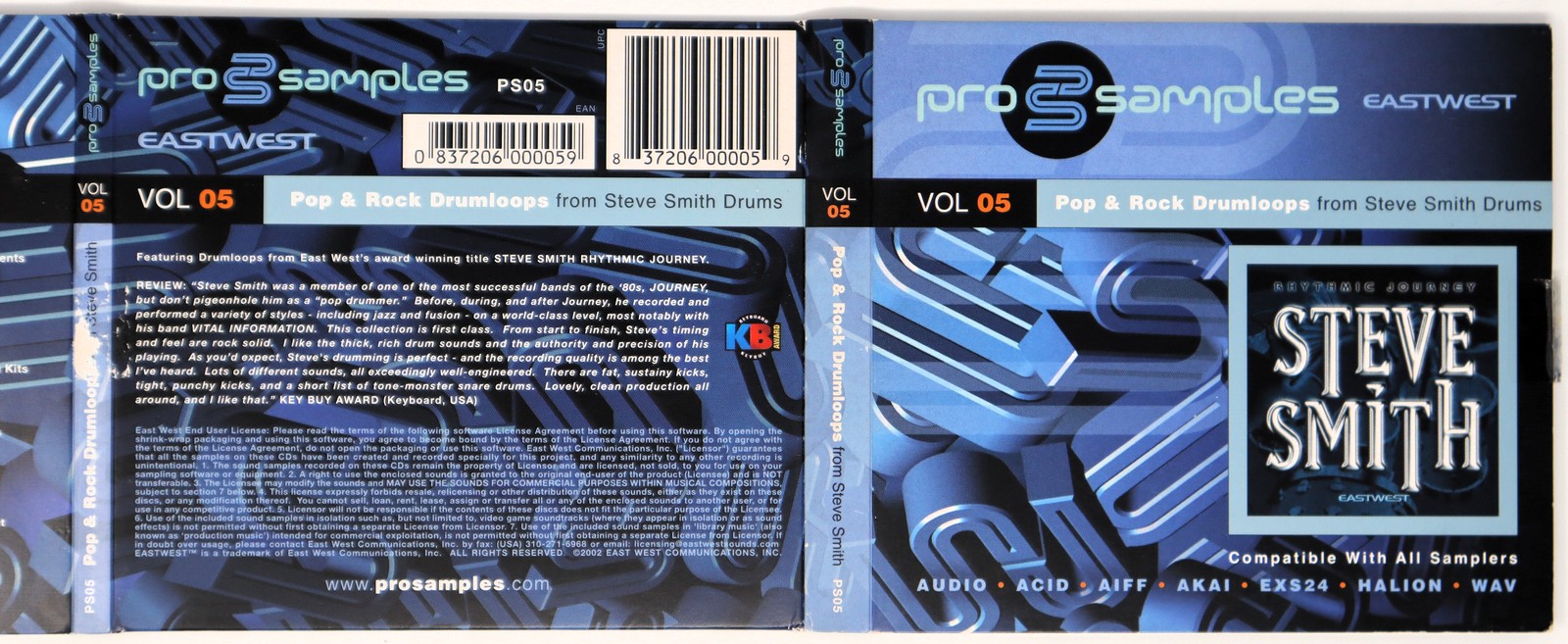 East West Pro Samples 05 Pop Rock Drumloops Sample/Sound Library/Sampling 2x CD