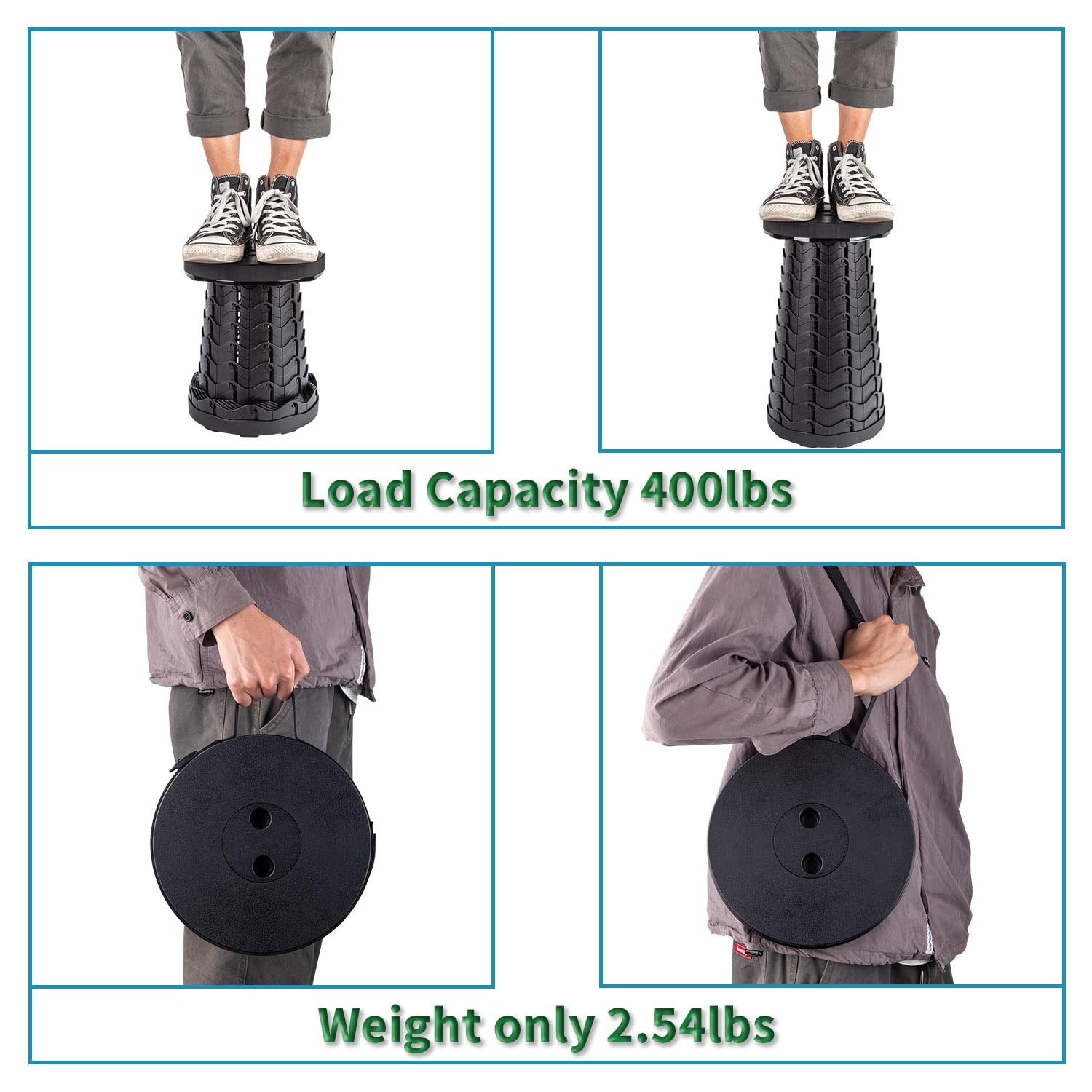 2-Pack Collapsible Stool, Lightweight Yet More Sturdy with Load Capacity 400l...