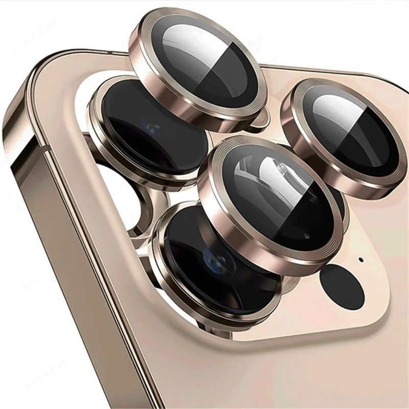 For iPhone 16 15 Pro Max Plus Metal Ring Tempered Glass HD Camera Lens Protector