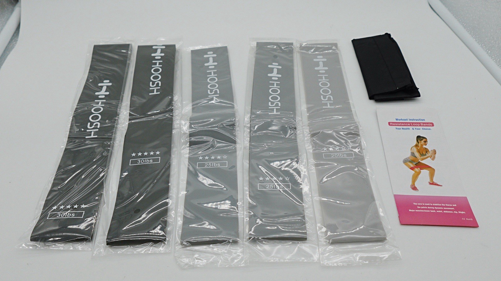 Hoosh 4 Exercise Resistance Bands Sets Workout Fitness Resitance Non-Slip Unisex