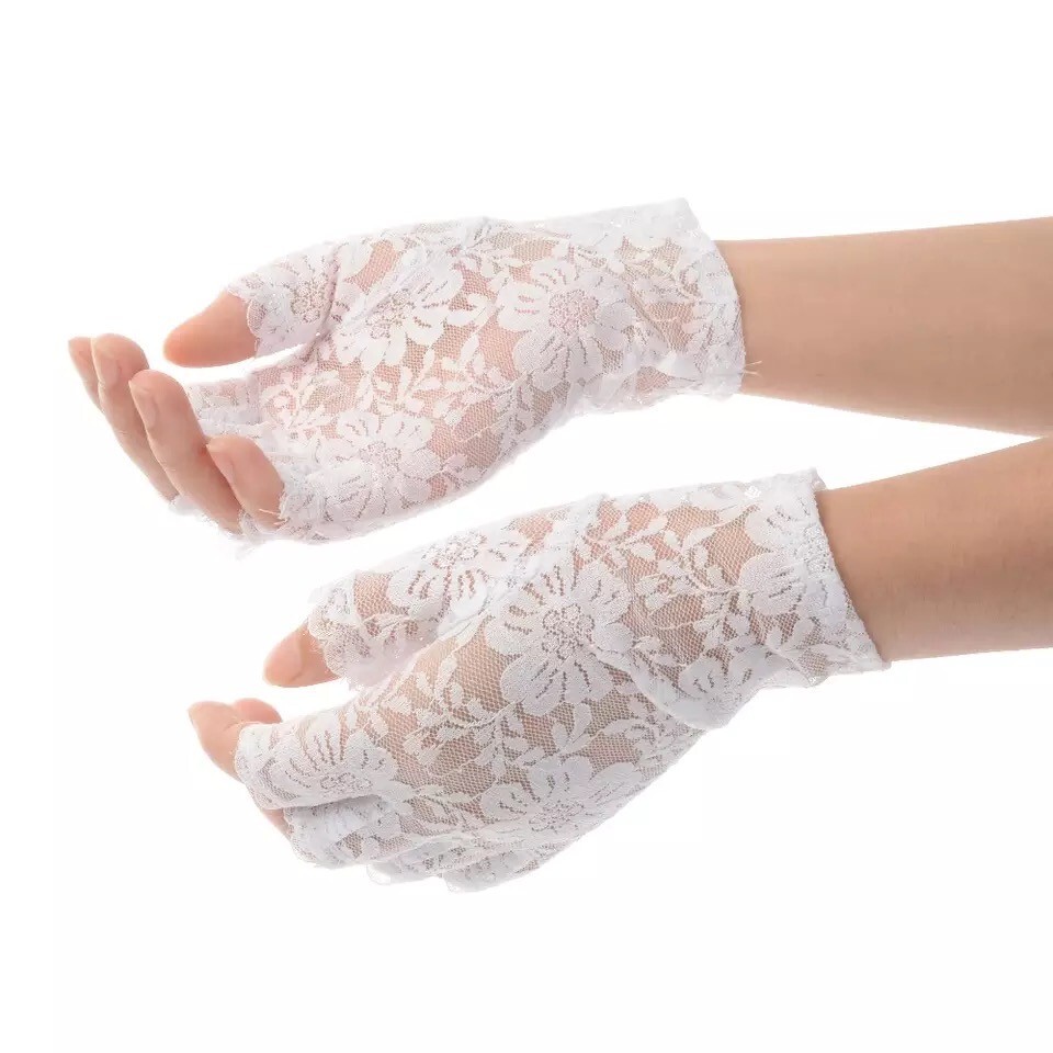 1 Pair of White Lace Gloves Half Finger Sexy Masquerade Women Party Hot Hand
