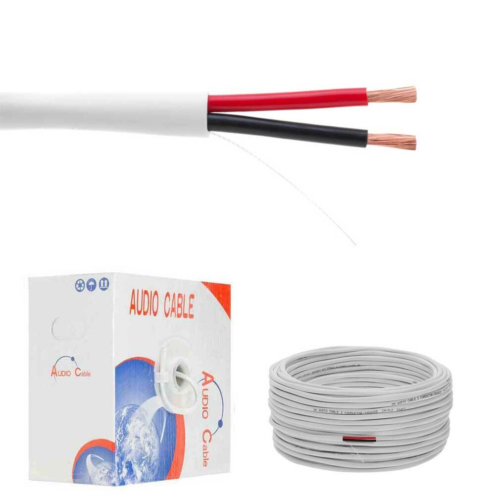 16/2 AWG 100FT CL2 Speaker Cable Home Audio Stereo Indoor LED Extension White