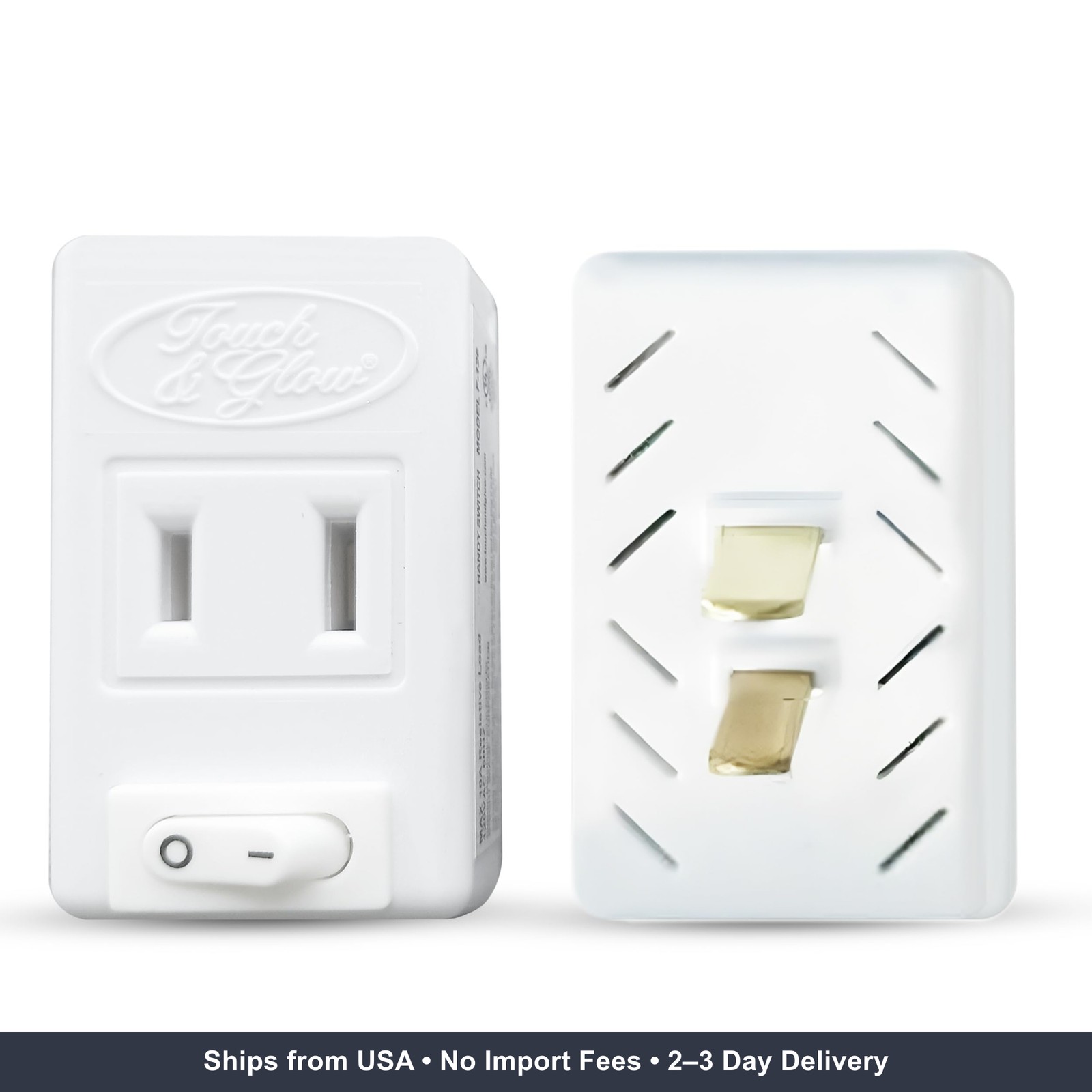 Touch & Glow - 2 Prong Outlet Switch - Single Port Outlet Extender with On/Off S