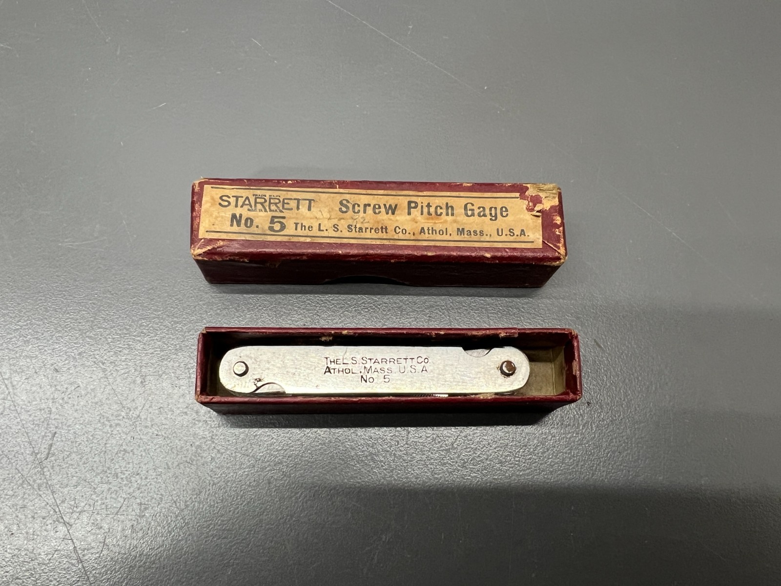 L.S. STARRETT No. 5 SCREW PITCH GAGE - EXC COND W BOX - MADE IN USA