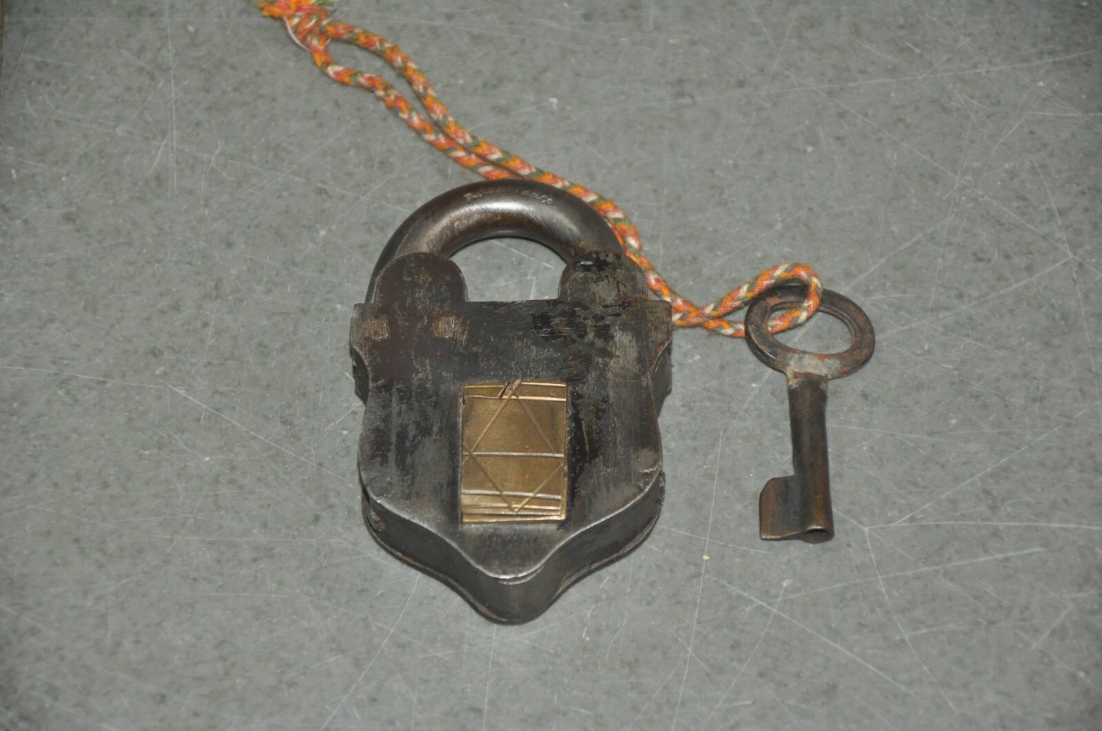 Vintage Iron Unique Shape Handcrafted Solid Brass fitted Padlock