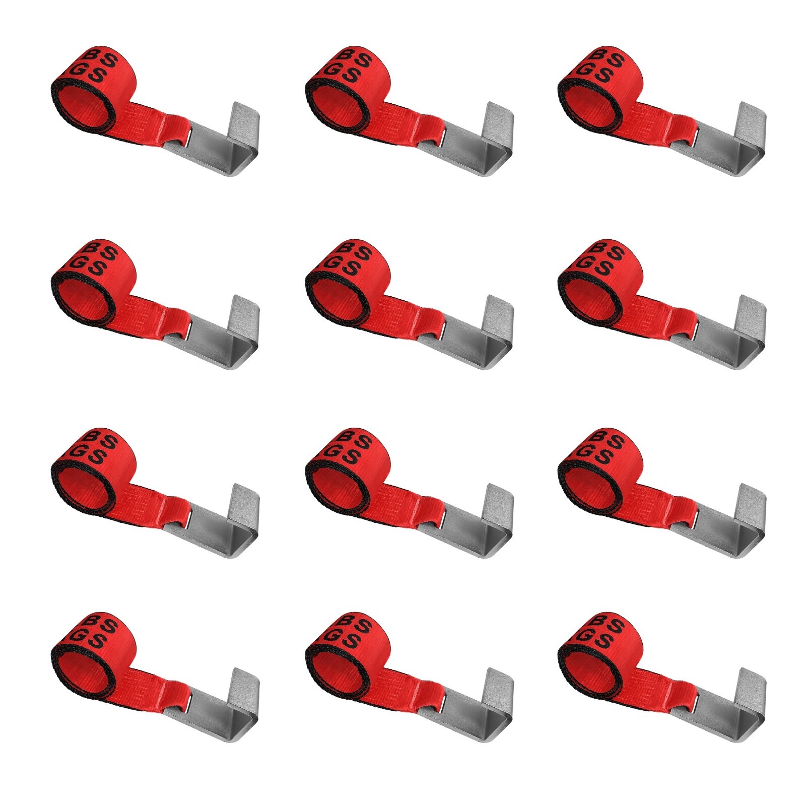 USA 12 Pack 4" x 5' Roll Off Container Winch Strap w/ Flat Hook WLL 5400 LBS RED