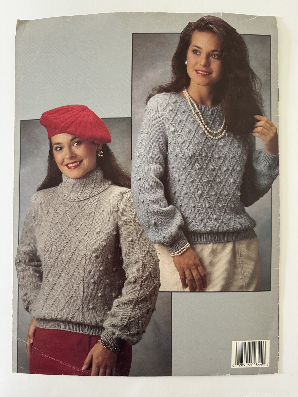 Bobble and Lattice Pullover Sweaters Knitting Leisure Arts Leaflet Patterns 1989