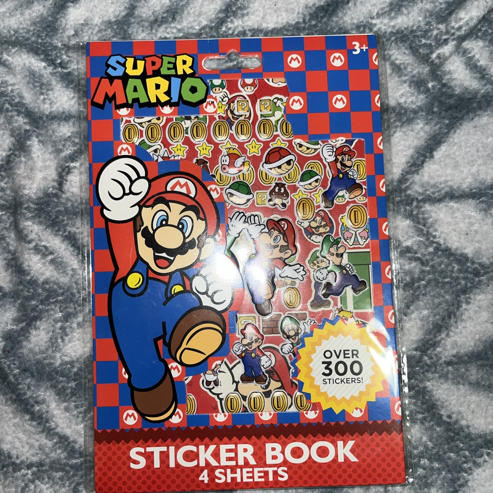 Nintendo Super Mario Sticker Book 4 Sheets with Over 300 Stickers