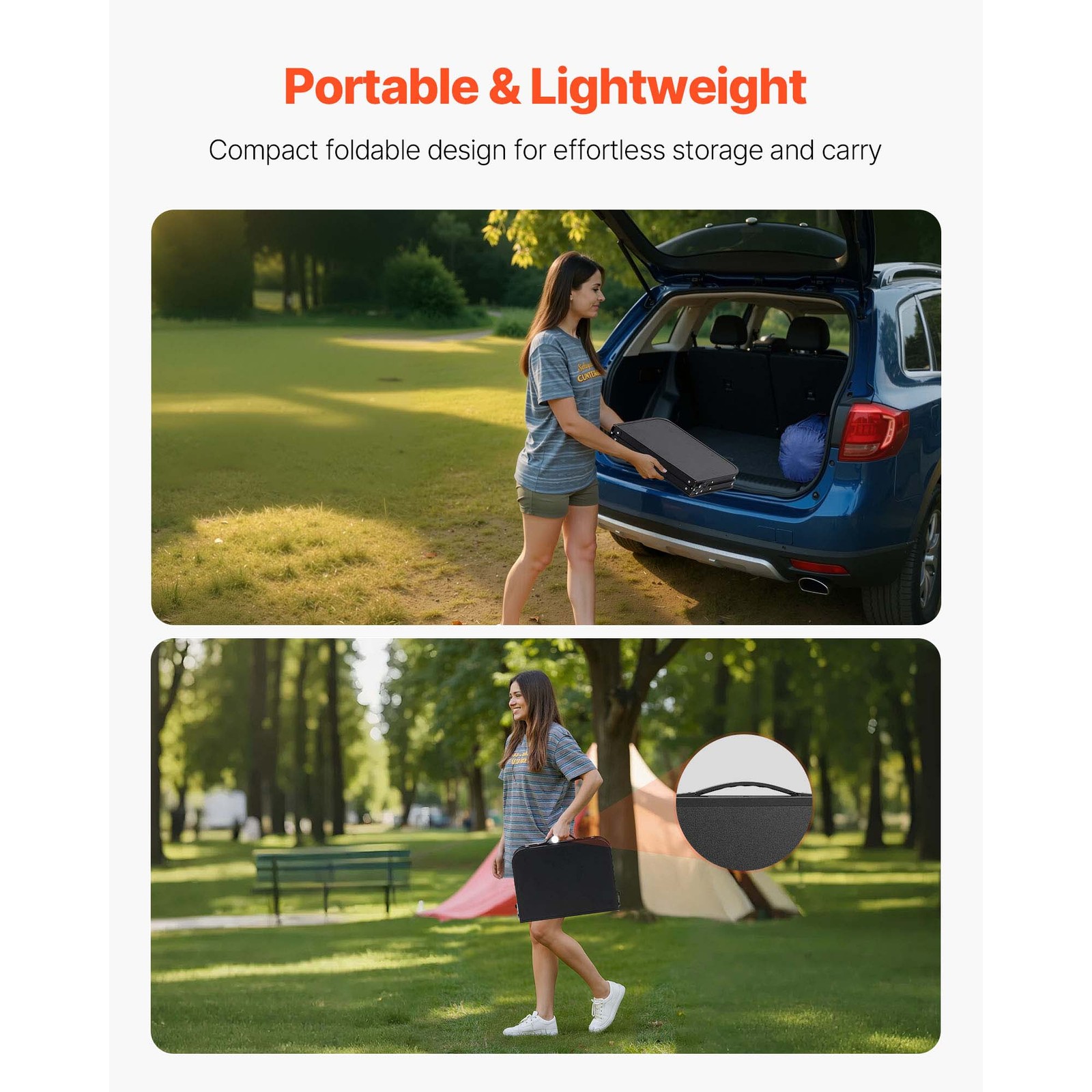 2ft Folding Portable Camping Table Aluminum Adjustable Height Outdoor