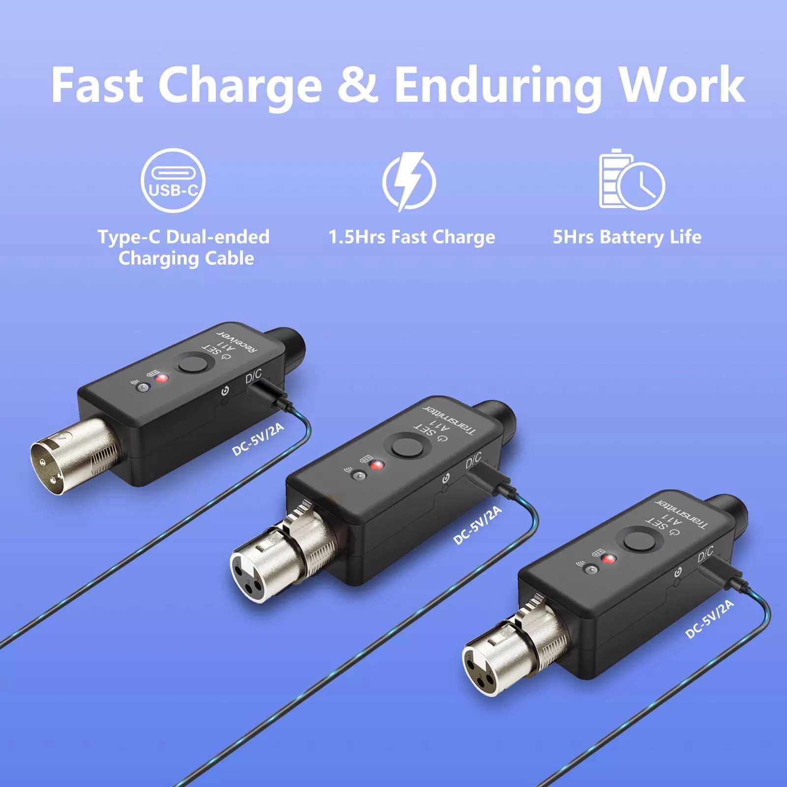 1set Wireless Microphone Transmitter&Receiver Ultra-Low Latency Transmission