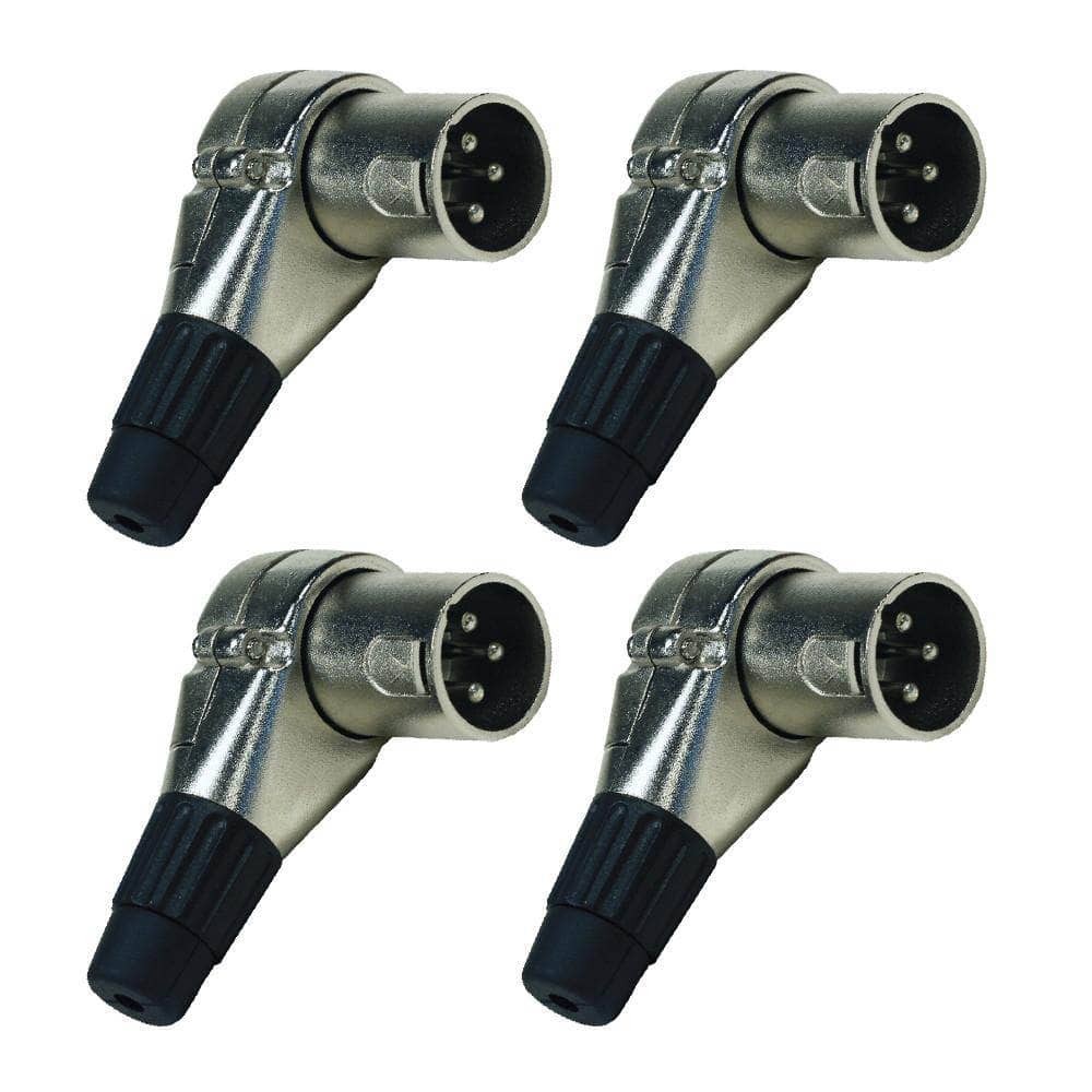 4 Pack Adjustable Right Angle 3 Pin XLR Male Connectors