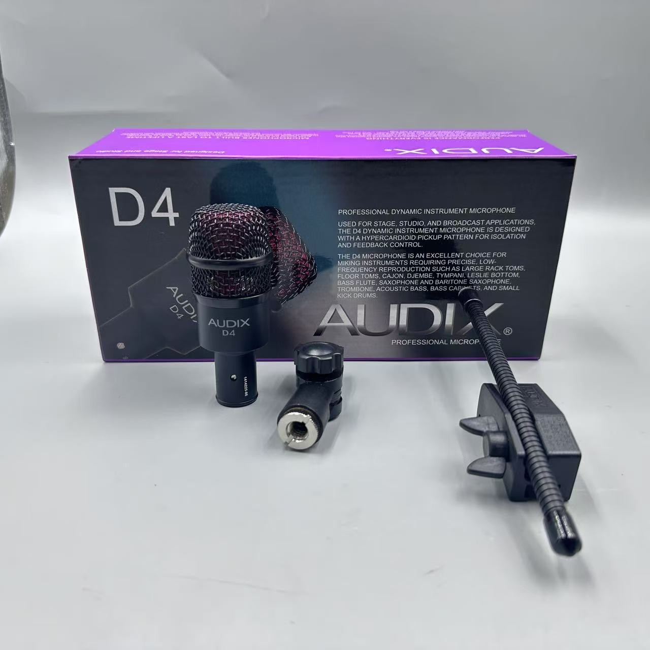 1 pack Audix D4 Hypercardioid Dynamic Instrument Microphone Bundle New