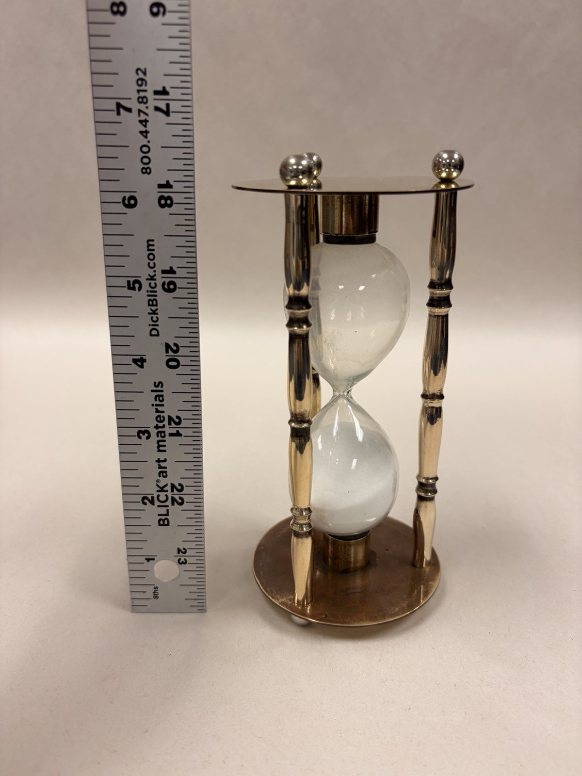 Vintage Hourglass Timer Solid Brass Sand 6” Tall × 3" Nautical