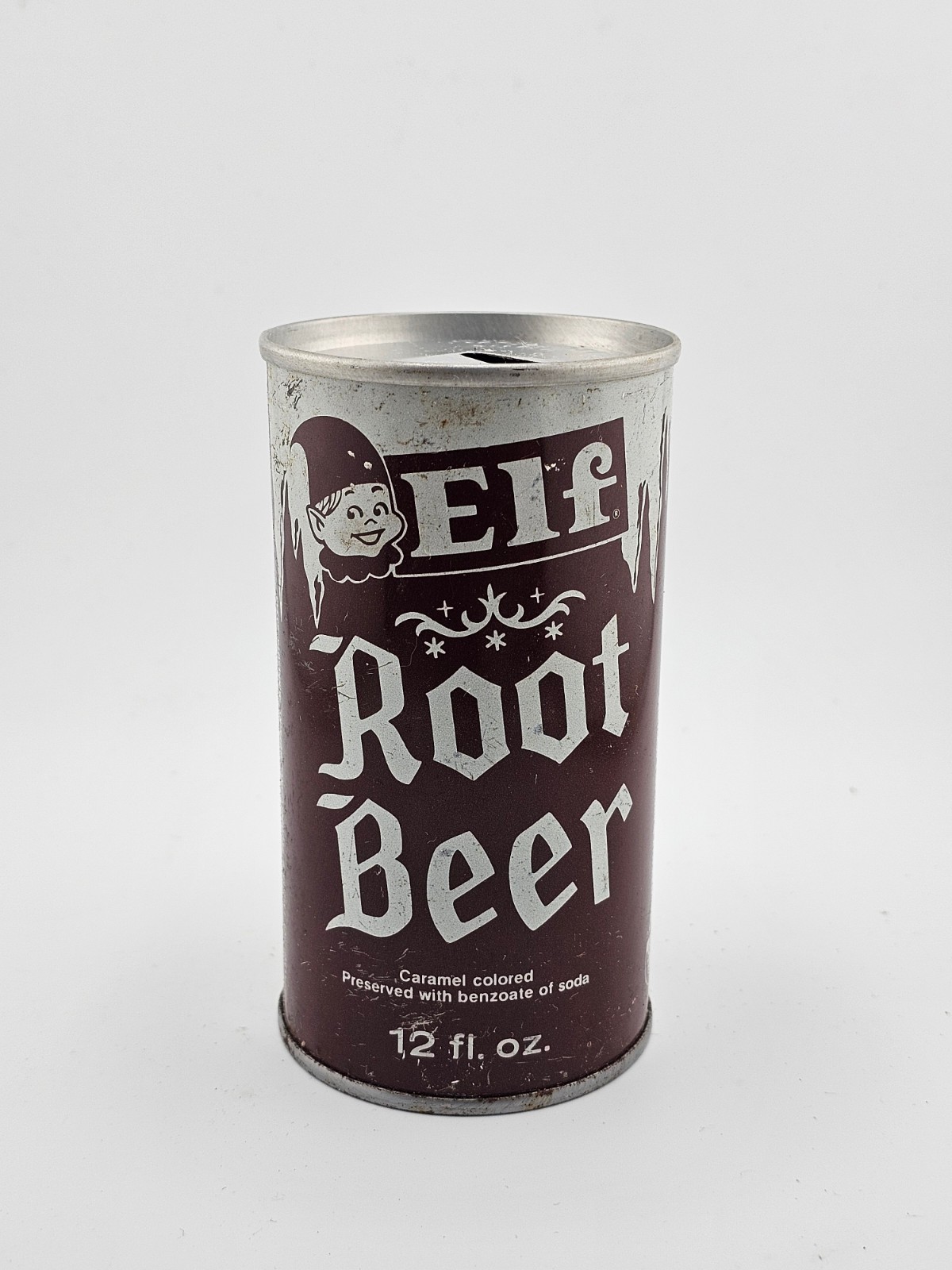 Vintage Steel Pull Tab Elf Root Beer 12 oz Empty Can