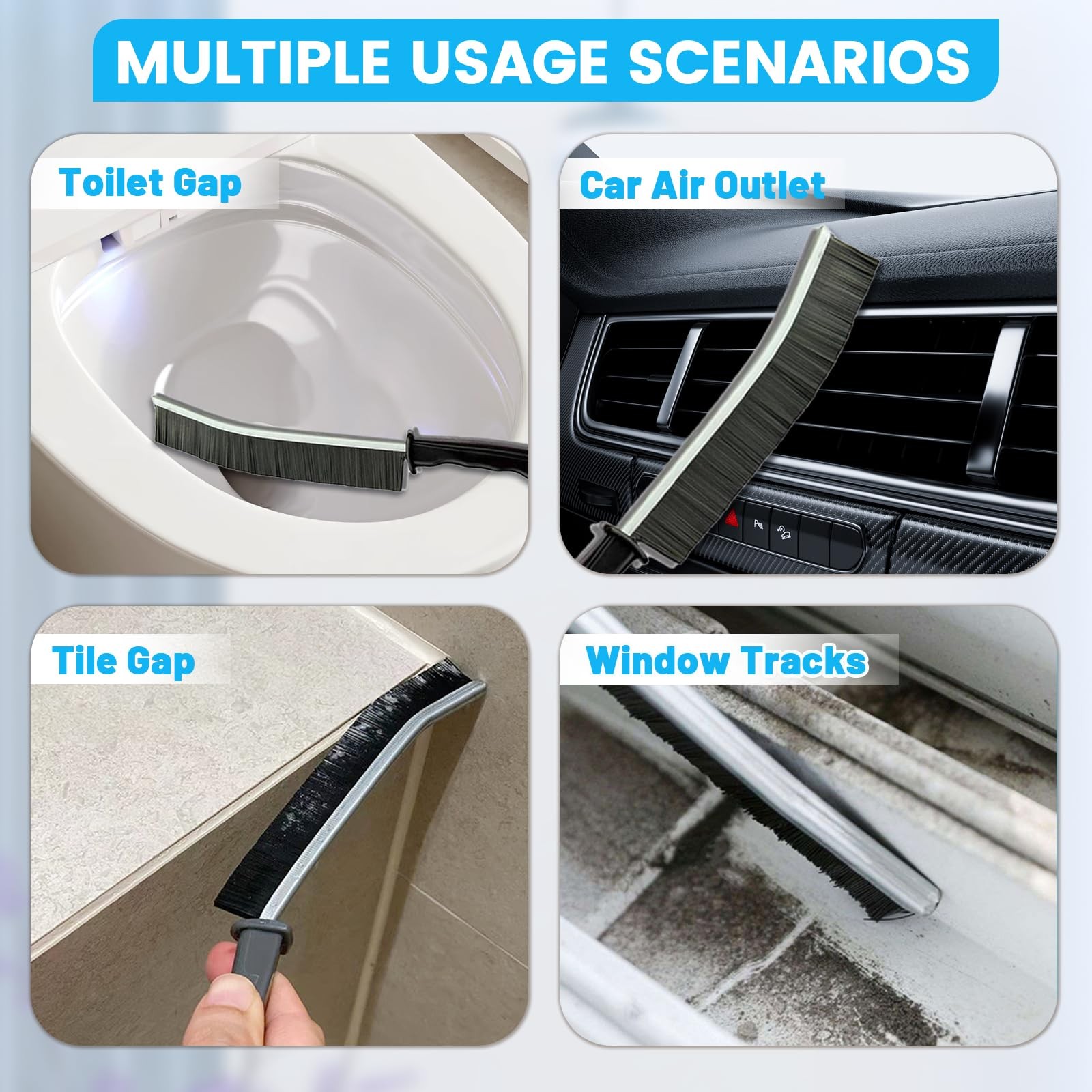 16Pcs Crevice Cleaning Brush Set, Hard Bristle Scrub Brushes Tools for Deep C...