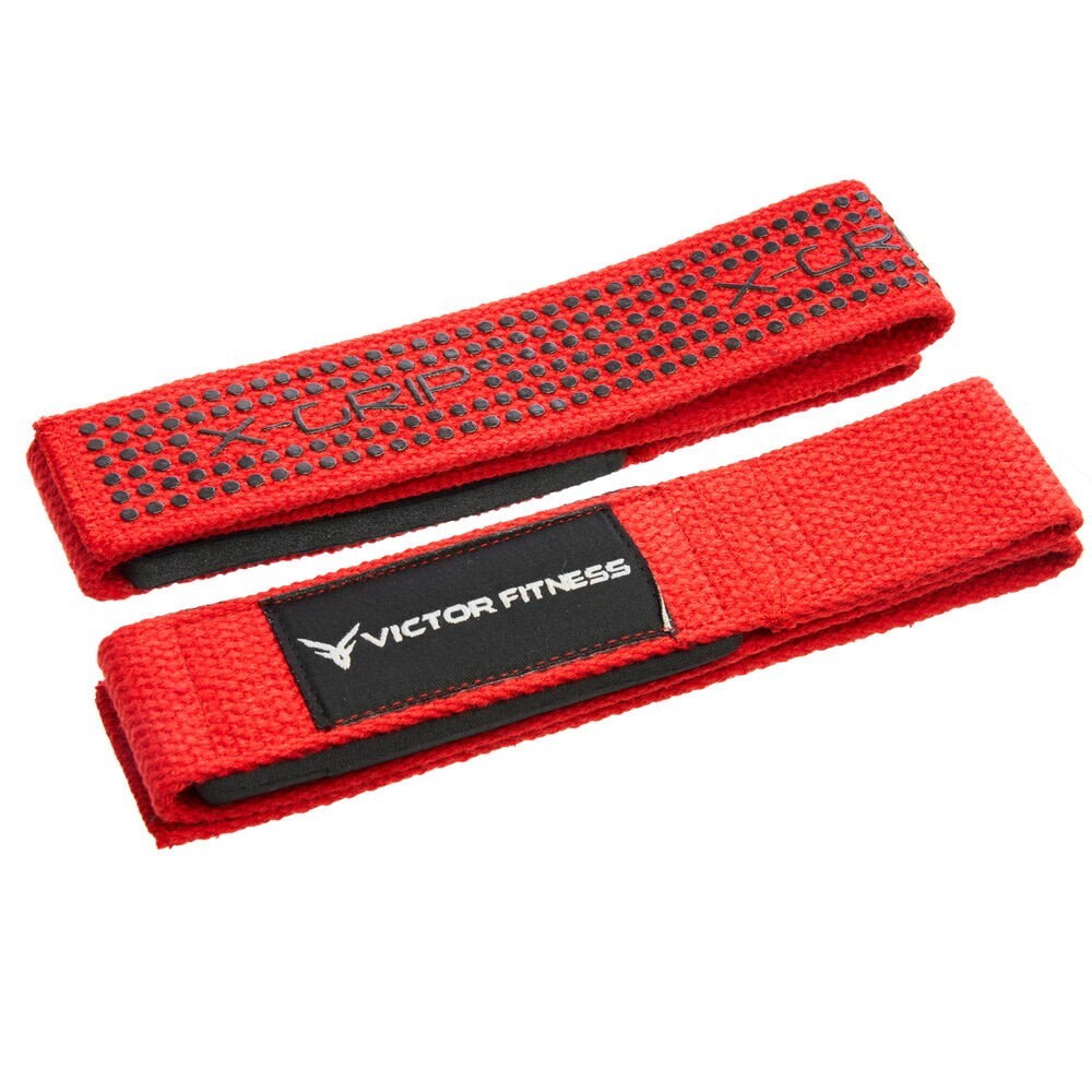 Victor Fitness VFLSGR Padded Weightlifting Straps with X-Grip