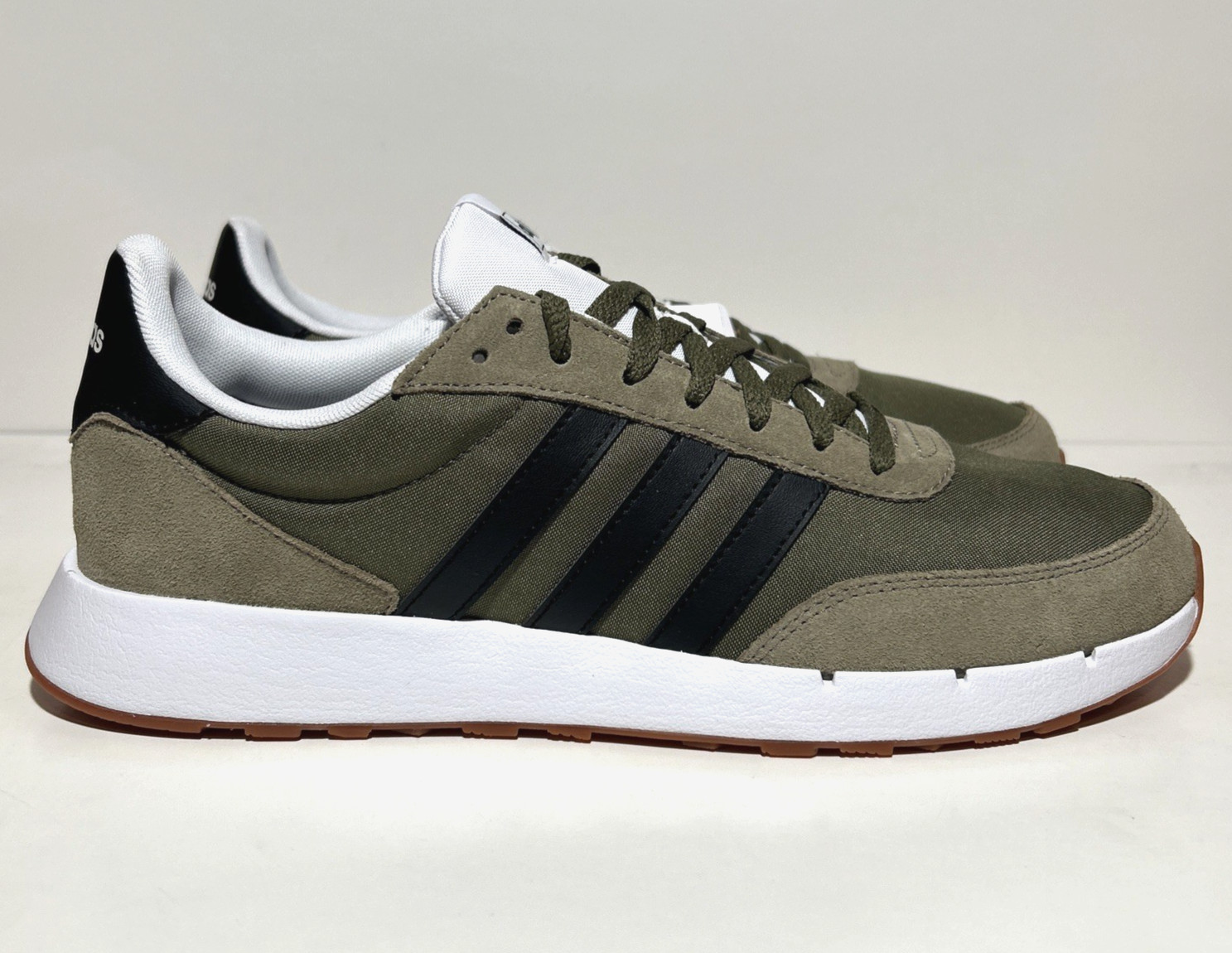 adidas Run 60s 2.0 Men’s Athletic Military Olive Green Black Sneakers GY3703