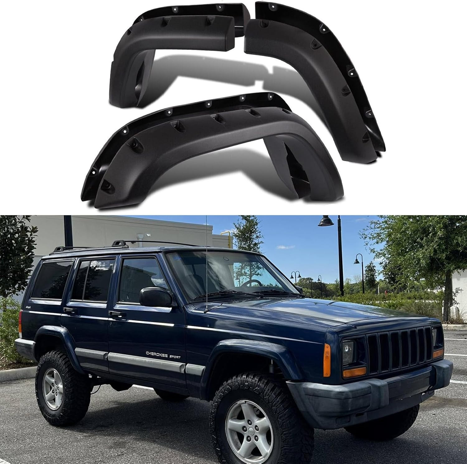 6Pcs Pocket Rivet Wheel Fender Flares Fit for 1984-2001 Jeep Cherokee Xj 4-Door