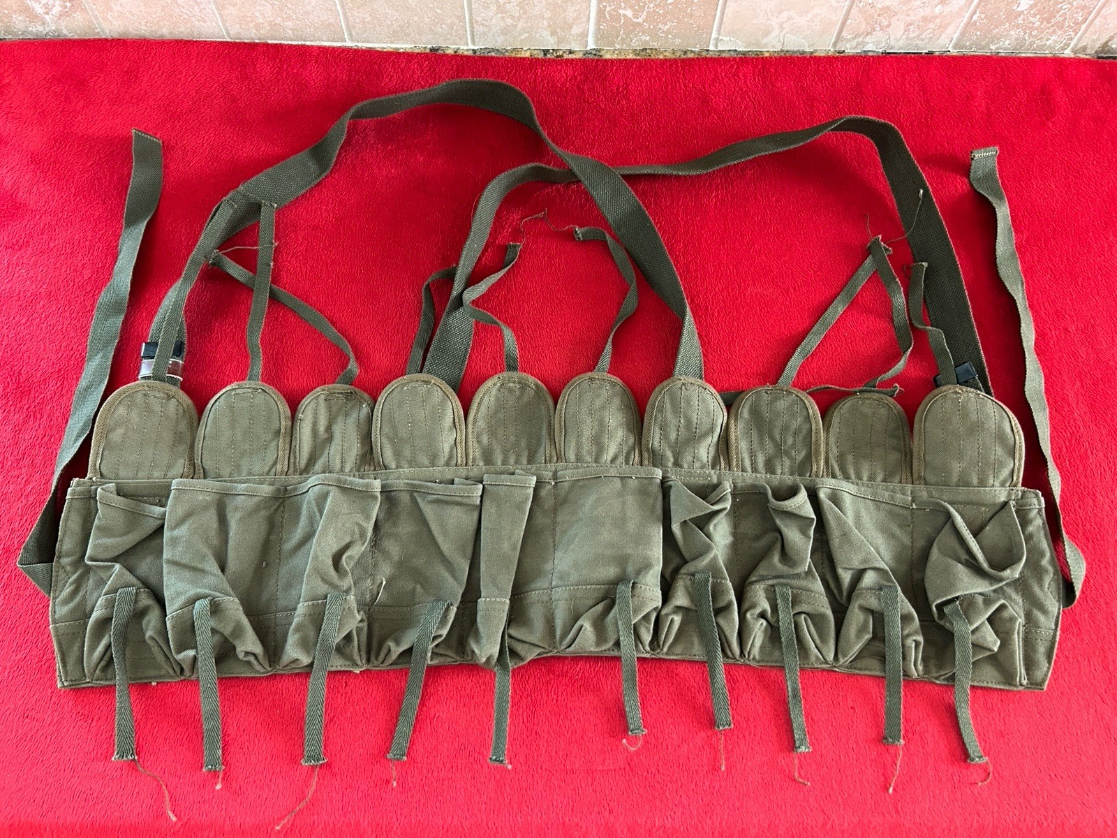 Vietnam War SKS Ammo Chest Pouch W/TIE STRINGS-VIET CONG CHICOM