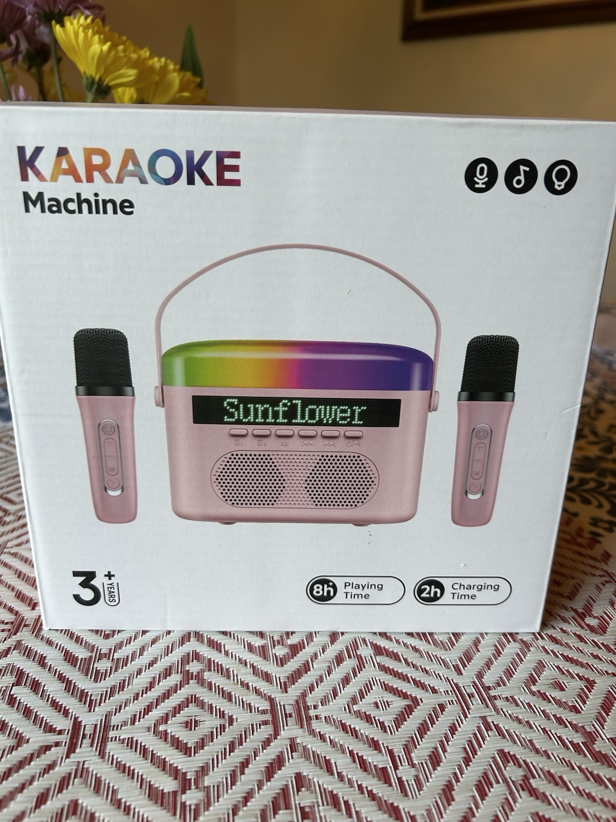 Portable Karaoke Machine For Adults & Kids, Bluetooth With Two Microphones