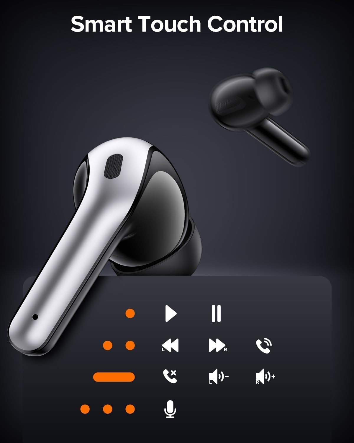 Bluetooth Headphones True Wireless Earbuds 60H Playback LED Power Display