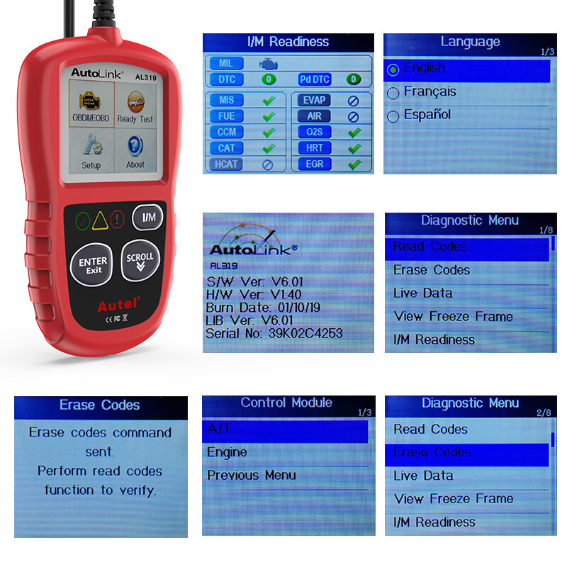Autel Autolink AL319 OBD2 Scanner Code Reader Check Engine Car Diagnostic Tool