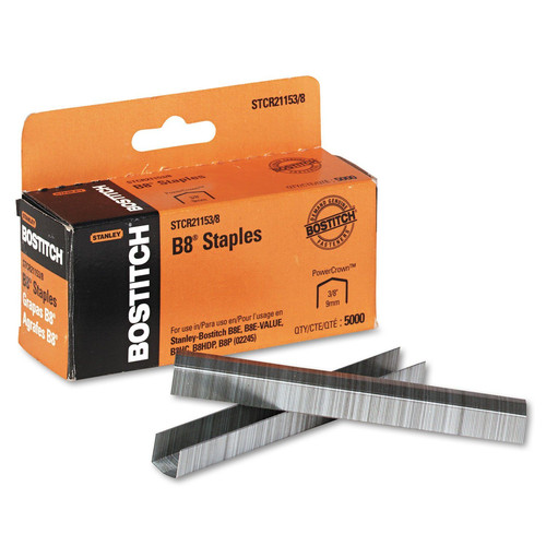 Bostitch STCR211538 B8 PowerCrown Premium Staples, 3/8-Inch 3/8 Leg, Silver