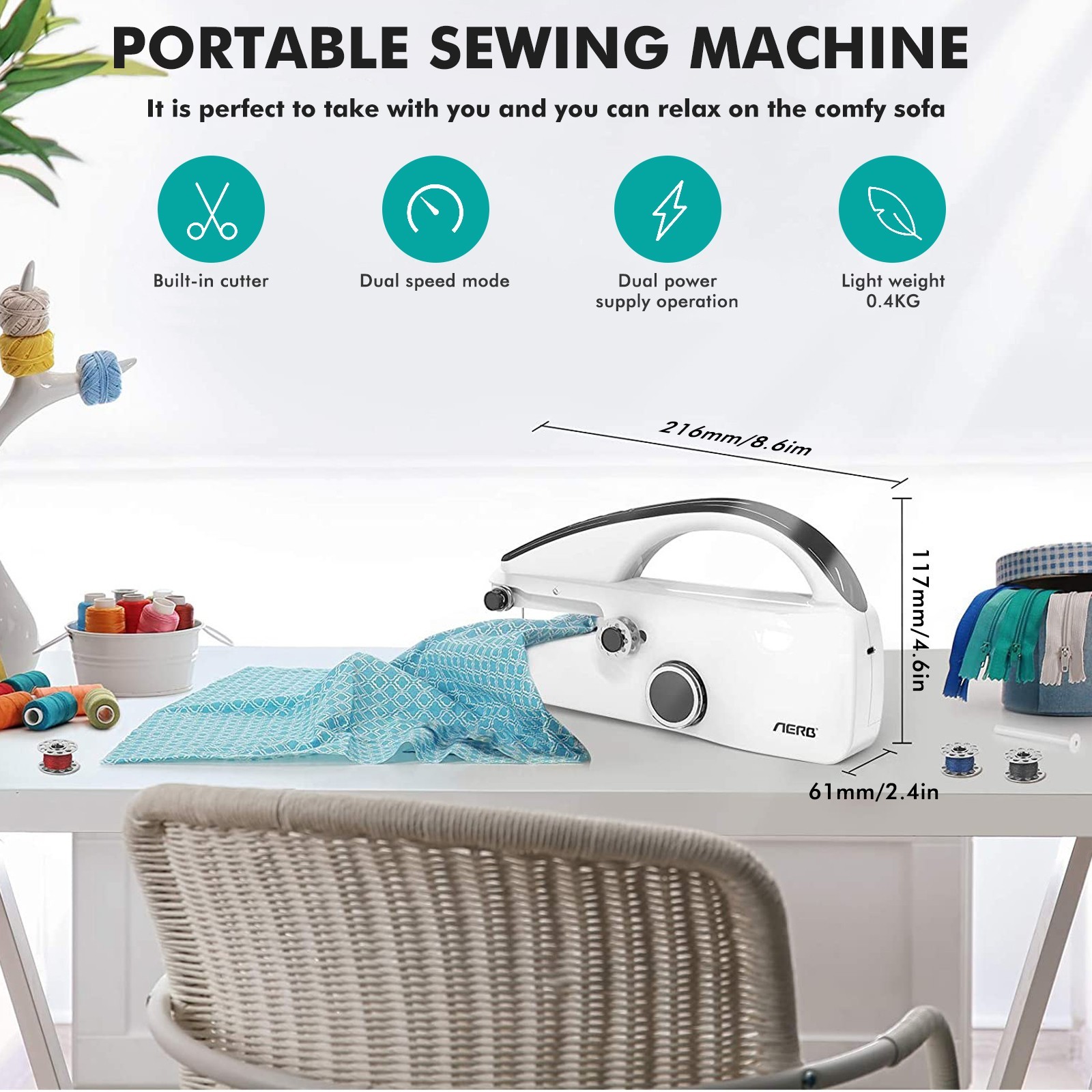 Upgraded Handheld Sewing Machine Heavy Duty Portable Electric Stitch Tool Type-C