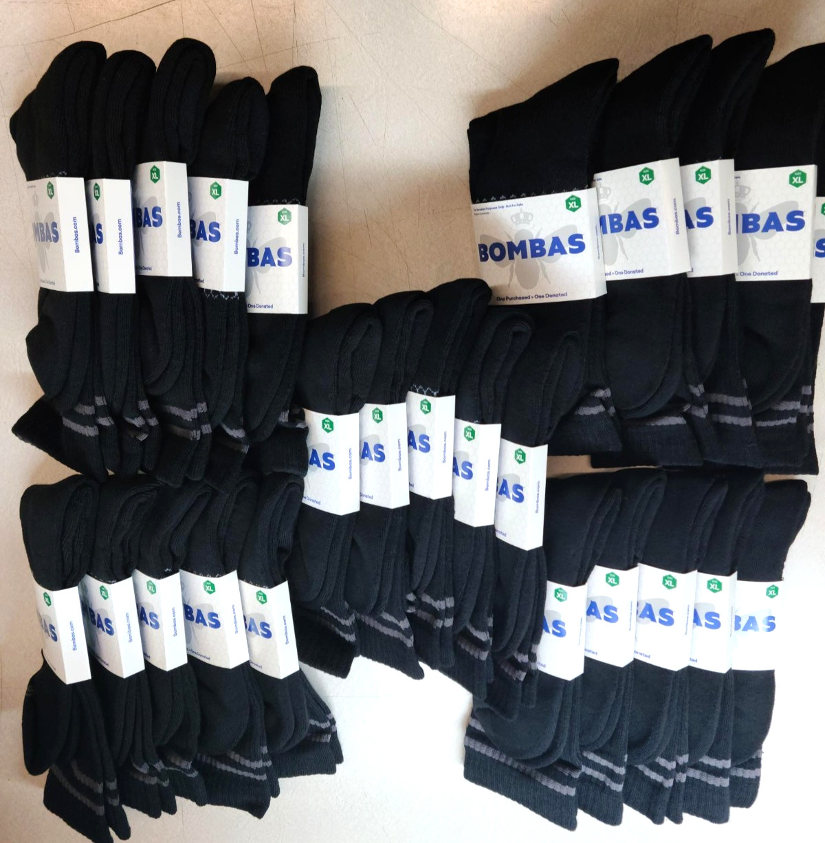 Bombas  adult Black Socks Size xl Calf  Socks 25 Pairs NEW
