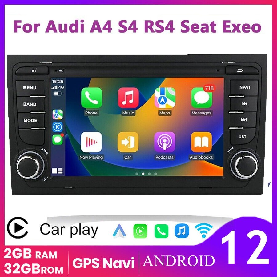 For Audi A4 2002-2008 7" Head Unit Android Car Carplay Stereo Radio  GPS 2+32GB