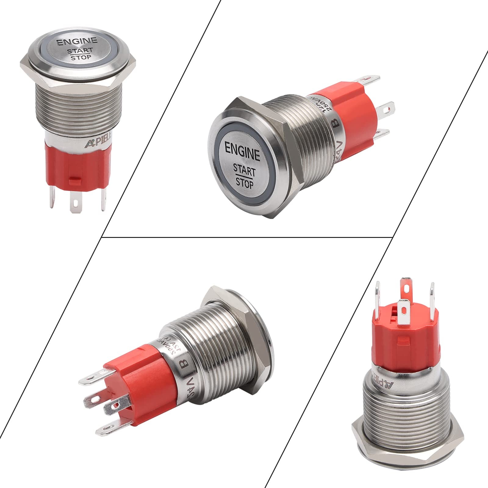 Push Start Ignition Switch, Off-(ON) Instant Engine Start Push Button Switch,...