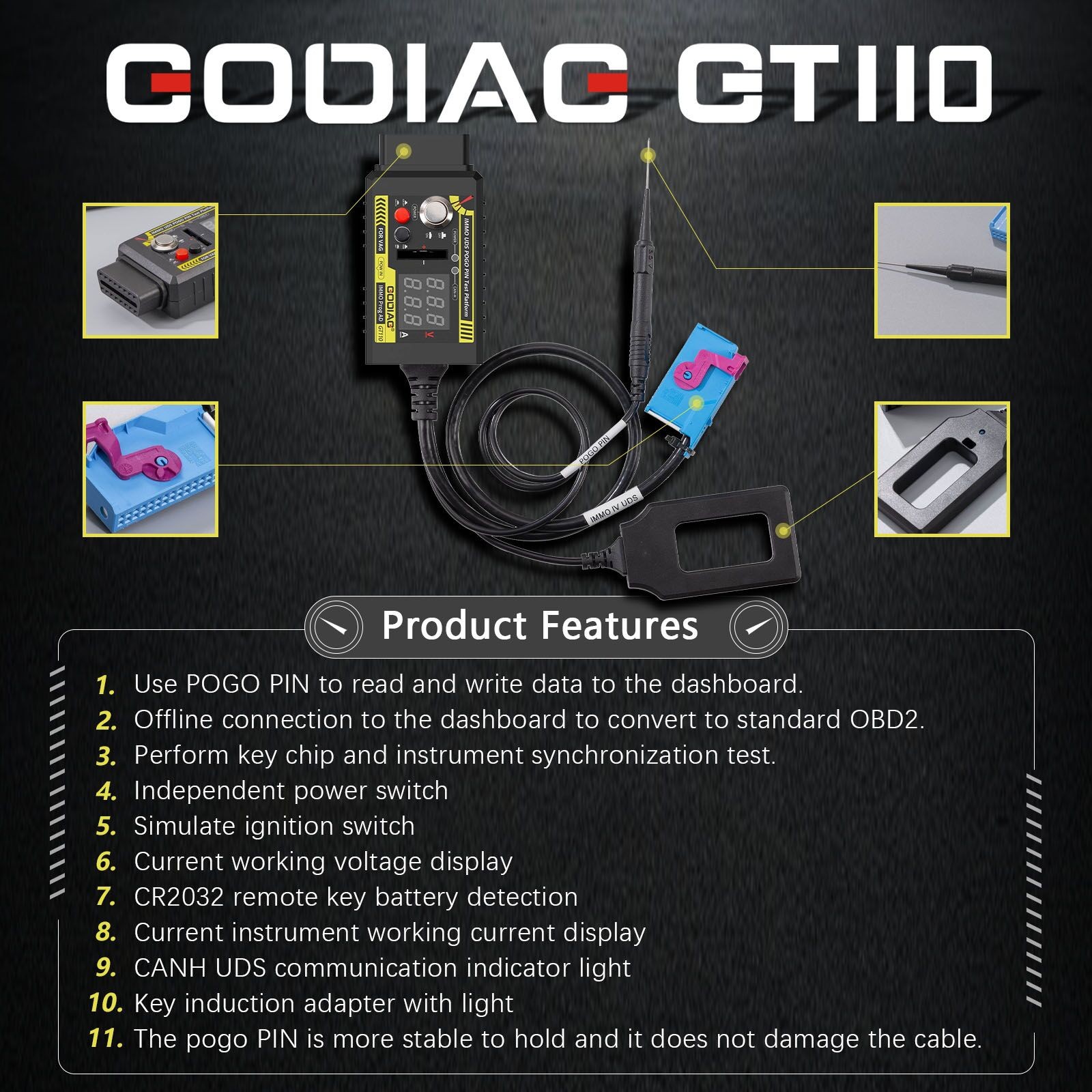 GODIAG GT110 CAN-Bus UDS IMM0 System Test Platform Cable Read&Write Data for V-W
