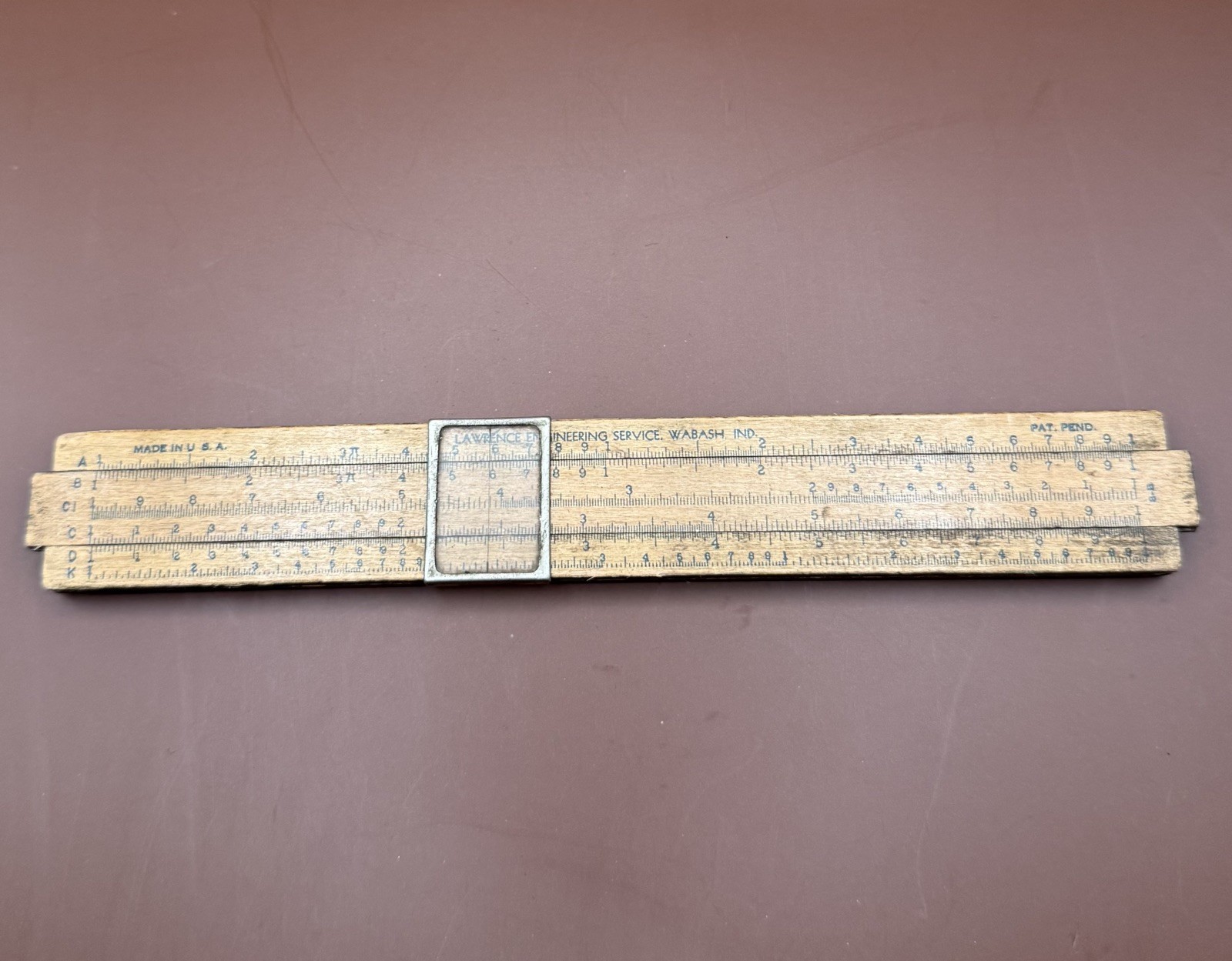 Vintage Lawrence Engineering Slide Rule No. 10 – Wabash Indiana USA Math Tool