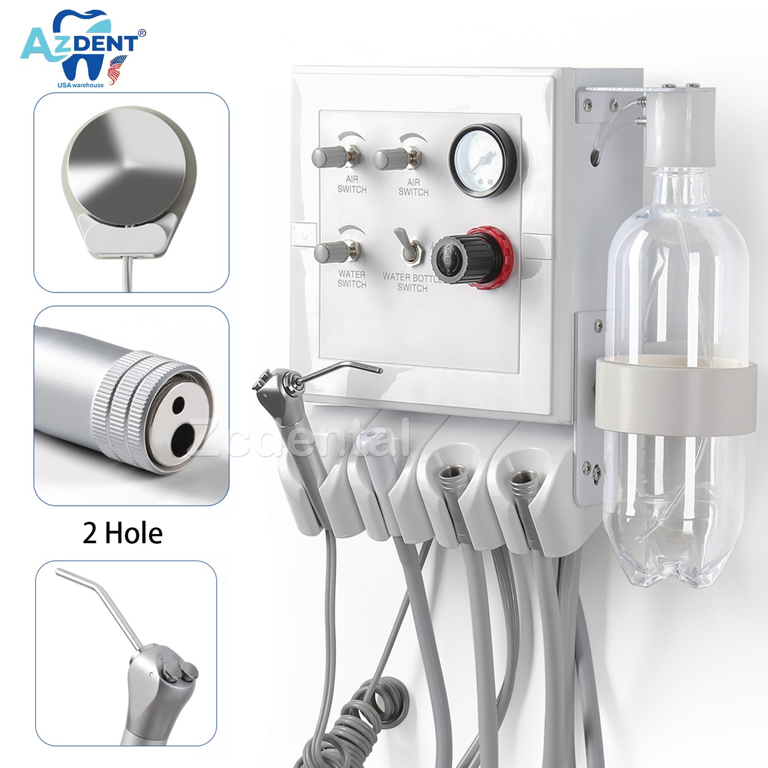 Portable Dental Delivery Turbine Unit Wall Mounted Turbine 3-way Syringe 2 Holes