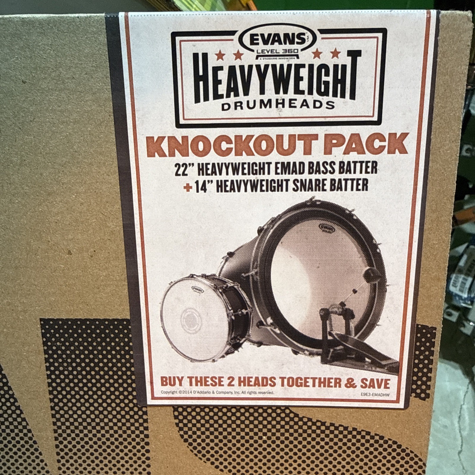 Evans Heavyweight Knockout Pack 22" EMAD Bass & 14" Snare Batter | FREE SHIPPING