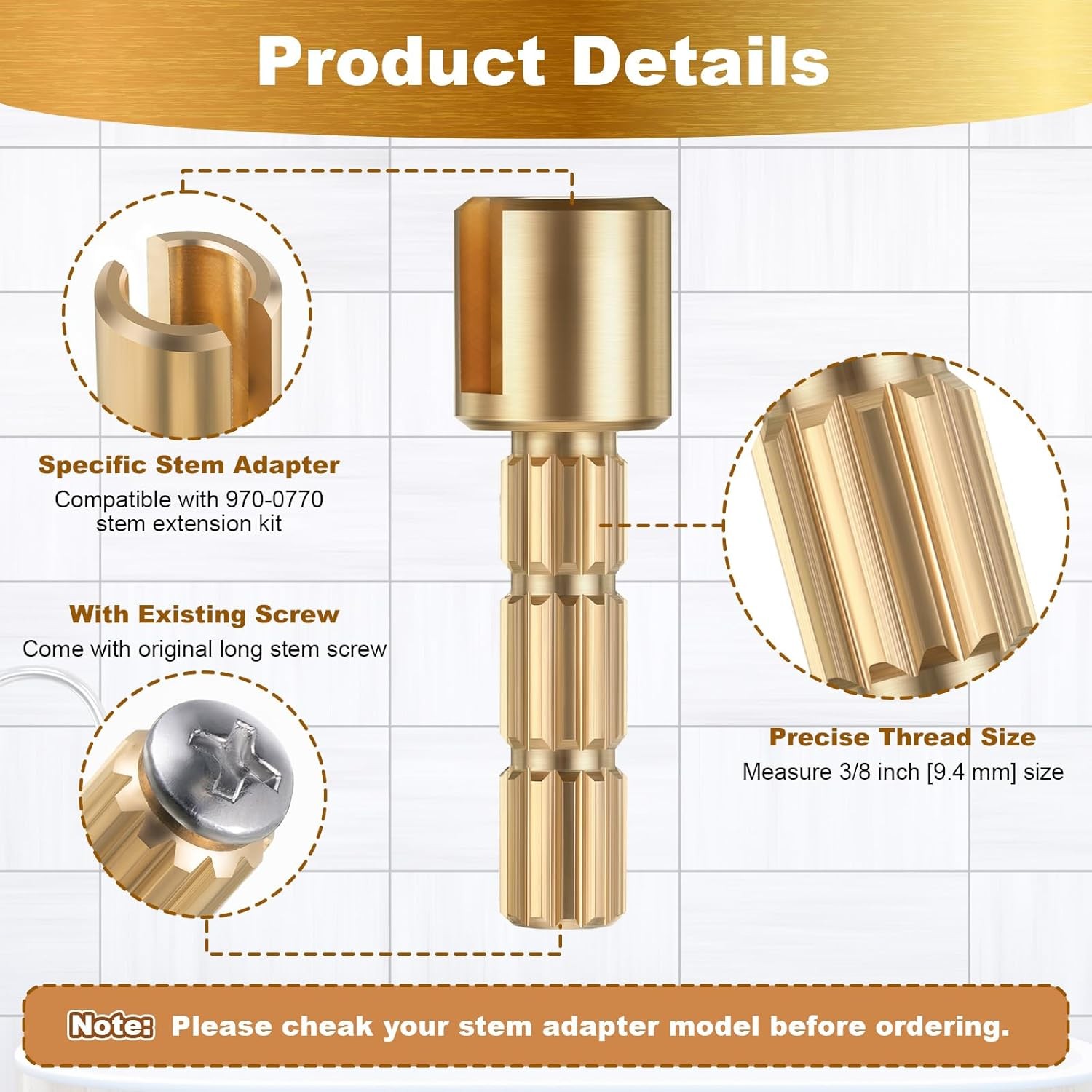 Dreyoo 1 Pack Stem Adapter, Replacement for 970-0770 Plumbing as shown