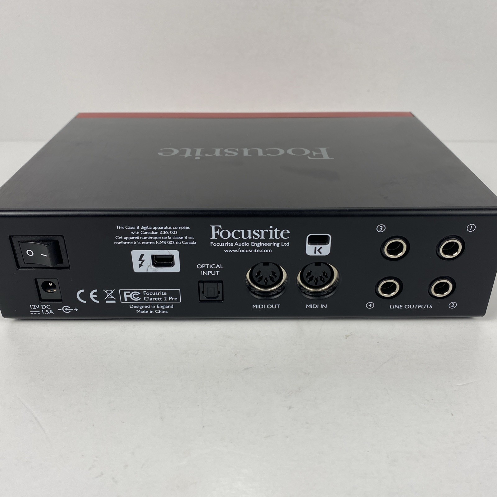 Focusrite Clarett 2Pre Thunderbolt Audio Interface Phantom Power MIDI Optical